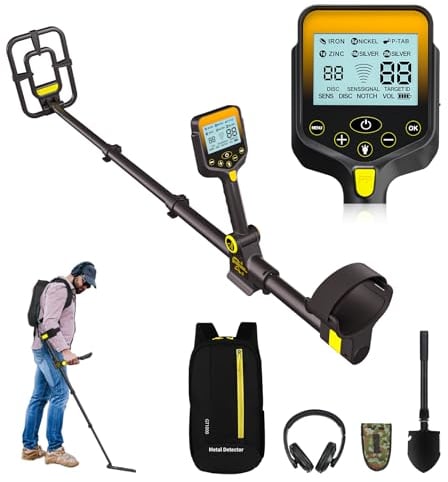 Metal Detector Professionali - 2000mAH Ricaricabile Metal Detector Oro per Adulti con Display LCD, Alta Precisione, Bobina di Ricerca IP68 Impermeabile da 10, Pieghevole e Retrattile