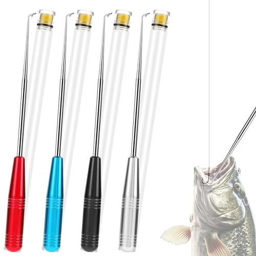 4 Stück Fischhakenentferner,Angelhakenentferner,Angelhaken-Schnellentfernungsgerät,Hakenlöser Angeln,Aushaken Auszieher,Aushaken Disgorger,Tragbarer Edelstahl Hakenlöser,für Hackenlöser Angelzubehör