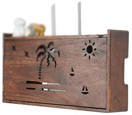 Yoeoefuo Router Schrank Holzregal Wand Modisch Verstecken Box Regalbretter WiFi Routers Aufbewahrungsbox Floating Shelves Cable Organizer Wanddekoration Raumdekoration