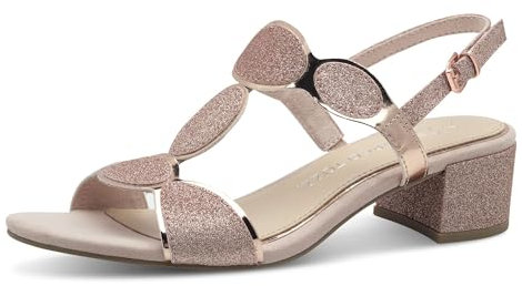 MARCO TOZZI Damen Sandalen mit Absatz Elegant Vegan, Metallisch (Rosegold), 39 EU