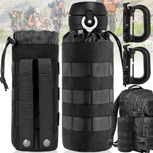dcas 2 Pièces Molle Sac de Bouteille d'eau 1,5L, Porte Bouteille Molle, 1000D Nylon Tactique Sac de Bouteille, Pochette Porte Gourde Tactique Poches de Sac à Dos pour Camping randonnée (2 D Boucle)