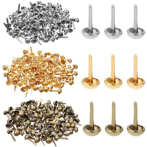 300 stycken runda klämmor mini Brads mönsterpåseklämmor runda huvudklämmor mönsterklämmor metall runda huvudklämmor scrapbooking Brads mönsterklämmor för skola kontor papper brevklämmor hantverk