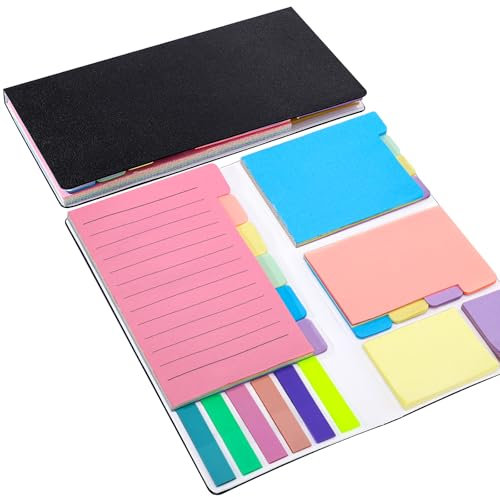 400 Pcs Sticky Notes Set, Multicolor Adhesive Notes with PU Leather Cover, Student Essentials Index Flags Pads for Books, Folders, Index,School Office Supplies
