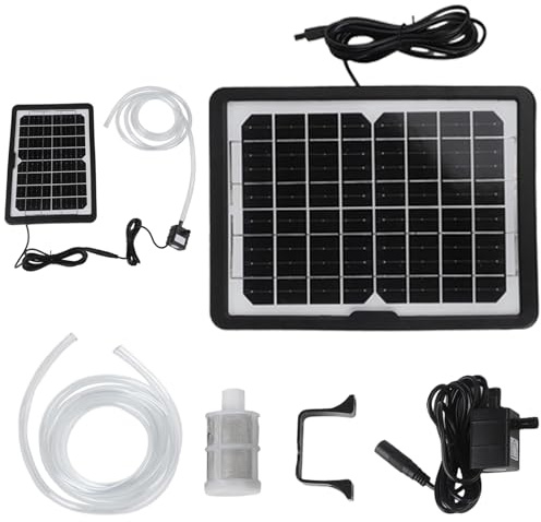 Bomba de Agua Solar para Estanque Exterior, Bomba Sumergible 12V DC 240L/h con Panel Solar 6W/9V y Tubo de 200cm, Kit Completo para Fuentes, Peceras y Jardines