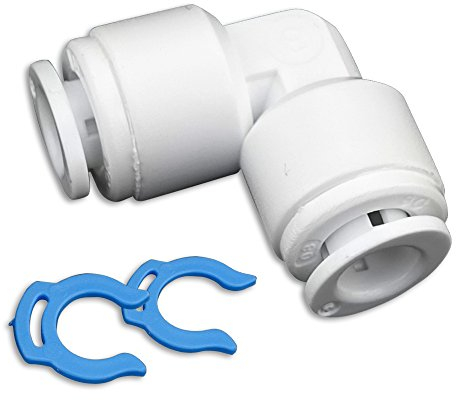 Adapter Fitting Verbindungsstück Winkel 1/4 Zoll Schlauch (6mm) Steckverbindung mit 2x Sicherungsringen. Wasserzulaufleitung