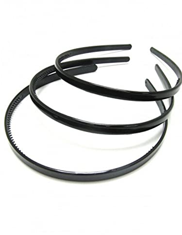 Lot de 3 serre-têtes en plastique Noir 1 cm