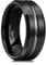 King Will Classic 8mm Black Tungsten Carbide Wedding Band Ring Polished Finish Grooved Center Comfort Fit R 1/2(9)