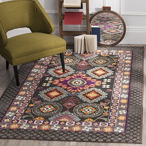 SAFAVIEH Monaco Collection Area Rug - 6'7 x 9'2, Brown & Multi, Boho Rustic Tribal Design, Non-Shedding & Easy Care, Ideal for High Traffic Areas in Living Room, Bedroom (MNC240B)