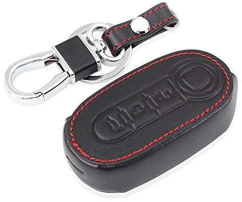 Happyit Custodia in pelle per chiave auto Fiat 500 Panda Punto Bravo 3 pulsanti Flip Accessori telecomando