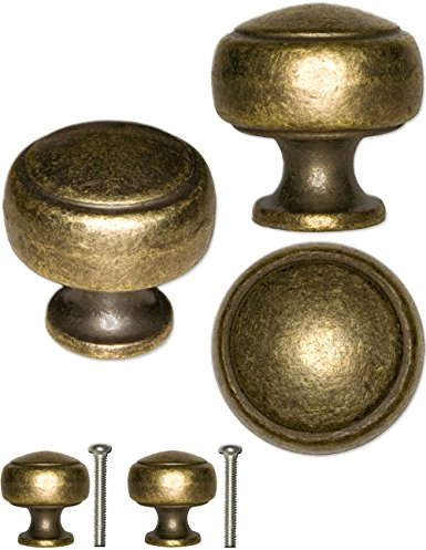 Fuxxer Lot de 2 poignées de meubles antiques - Boutons de tiroir - Bronze - 26 x 24 mm