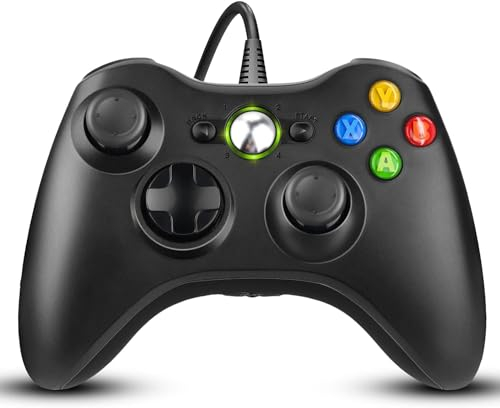 Diswoe Controller per Xbox 360/PC - Joystick Cablato USB Compatibile Con Xbox 360 Slim, Windows 7/8/8.1/10/XP - Gamepad