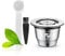 i Cafilas Acier Inoxydable Capsule Espresso Crema Café Rechargeable Réutilisable Pour Machine À Café Nepreso + 1 Cuillère + 1 Pinceau (Crema Version)