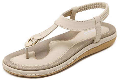 Womens Orthopaedic T-Bar Toe Post Sandals Elastic Ankle Strap Summer Shoes