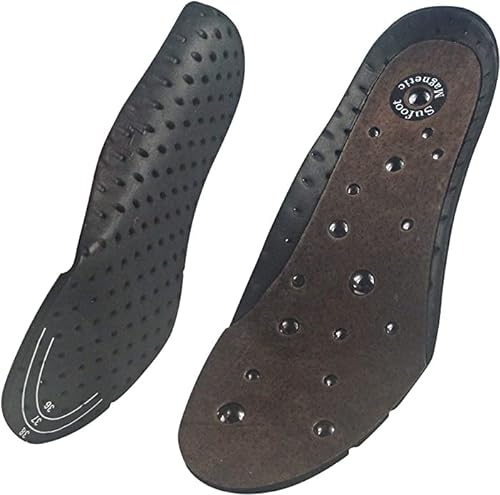 Magnetische Einlagen aus echtem Leder Akupressureffekt Fußreflexzonenmassage Arch Support Einlegesohlen für Männer - Geeignet für Plantarfasziitis (XL: UK10.5-13 / EU45-47 / US11.5-14 M)