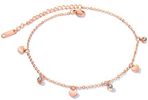 Kim Johanson Edelstahl Damen Fußkettchen *Feline* in Roségold mit Zirkonia Steinchen besetzt & Einem starken Karabinerverschluss inkl. Schmuckbeutel