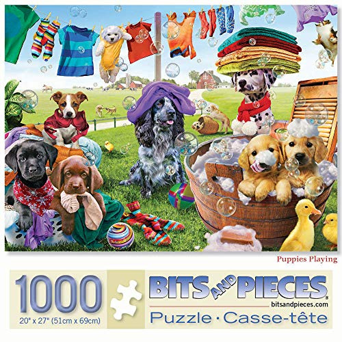 Bits and Pieces - 1000-teiliges Puzzle 'Welpen' von Adrian, 50,8 x 68,9 cm, Karton, Jigsaw, Klassisch, 1 Set, 1 Puzzle, 1000 Teile, 1000 Stück, Erwachsener