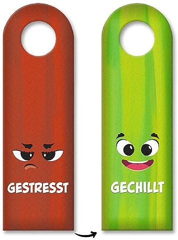 Gestresst oder Gechillt Türhänger mit Gesichtern Stress Böse Wütend Laune Büro