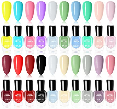 20 Bottles Non Toxic Nail Polish Set, Eco-Friendly Easy Peel Off and Quick Dry Water Based Nail Polish for Women, Teens, Kids