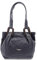 GIUDI ® - Damenhandtasche aus Kalbsleder, echtes Leder, Rosendruck, Made in Italy. (Blau/Mahagoni)