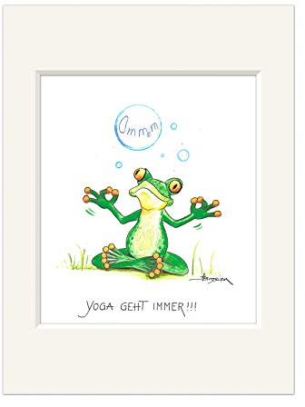 H. Brosien Passepartout Bild Frosch Yoga geht immer 30cm Kunstdruck Frösche