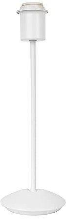 Happy Homewares Contemporary and Sleek Matt White Metal Table Lamp with Curved Base and Inline Switch Button | 1 x E27 60w Maximum | 35cm High