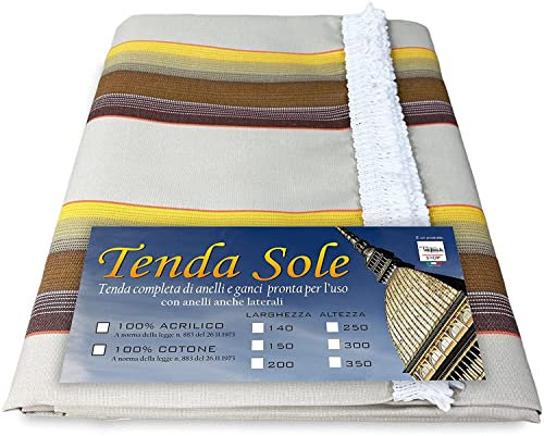Tex family TENDA SOLE DA esterno GIARDINO balcone CALIFORNIA marrone CONFEZIONATA - Cm. 140x250