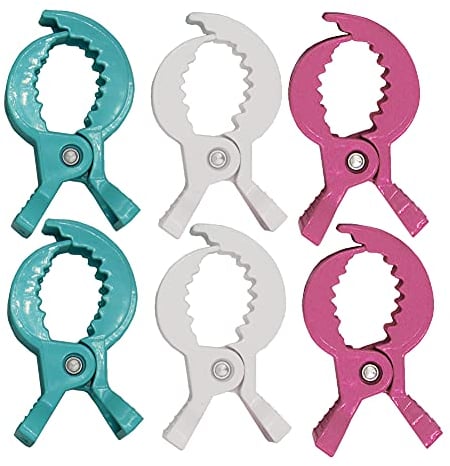 6er Pack Baby Kinderwagen Klammer Clips für Befestigung von Musselintüchern, Abdeckungen, Decken oder Spielzeug an Kinderwagen oder Autositz, kinderwagenkette klammer