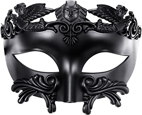 Lilwemen Antike griechische Spartaner Krieger Römische Maskerade Maske Männer Venezianische Maske Hochzeitsball Maske Karneval Maske Hochzeitsball Maske Burlesque Ball Party (Schwarz)