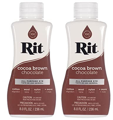 Rit Dye - Líquido multiusos de 8 onzas | Ideal para ropa, accesorios, decoración y mucho más | Paquete de 2, color marrón cacao
