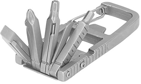 Outil de Poche 12 en 1 en Acier Inoxydable EDC Porte-Clés Ouvre Bouteille Clé Cutter Tournevis Lime à Ongles Multifonctionnel Camping en Plein Air Outil de Survie D'urgence