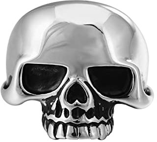 Lieson Edelstahl Ring Herren, Männer Ring Silber Partnerring Schädel Totenkopf Gothic Ringe Herren Gr.60 (19.1)