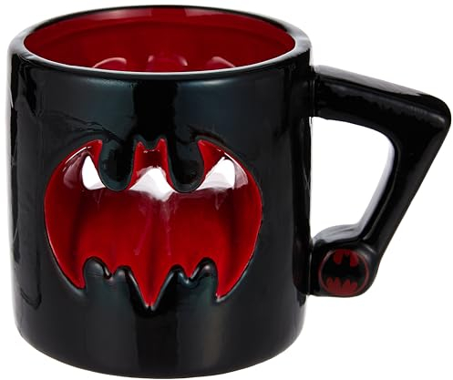 Pyramid International Mug Batman (3D avec motif de chauve-souris rouge sculpté) 285 ml Tasse à café en céramique et tasse fantaisie dans un coffret cadeau Batman – Produit officiel Batman