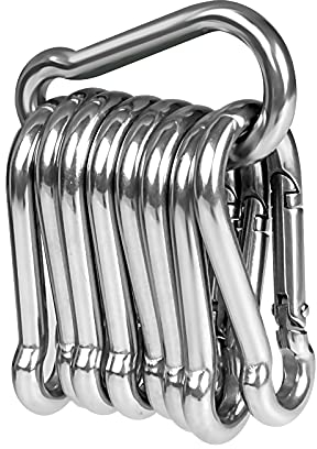 10 x Snap Hooks, LISOPO Carabiner Hooks M4 Heavy Duty 304 Stainless Steel, Small Carabiner Snap Hooks Keychain Clips for Outdoor, Camping, Hiking, Hooks for lifting aids and handles with an eyelet…