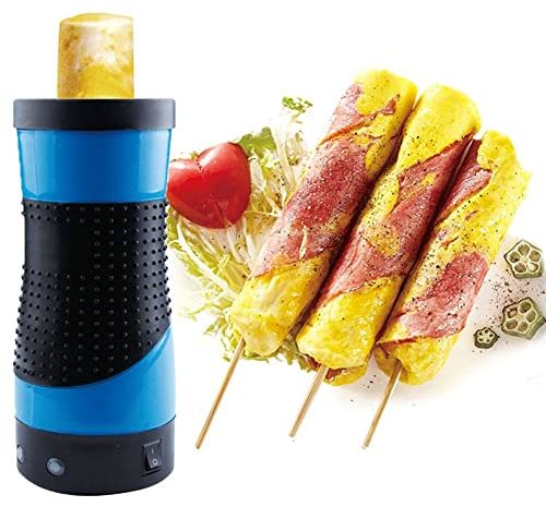 Electric Egg Roll Maker & Omelette Boiler - Multifunctional Mini Breakfast Machine for Eggs, Sausage - DIY Breakfast Cups (Blue)