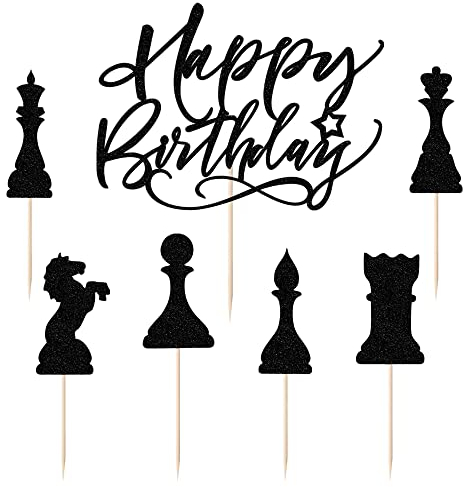 Chess Birthday Cake Topper-Chess lover chess player Happy Birthday Cake Decoration
