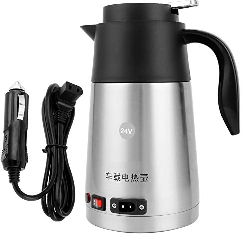 Tyenaza Hervidor Agua Electrico 24v Camion, 1200ML Hervidors de Calefacción Eléctrica de Camión de 24 V 200W, Acero Inoxidable Pava Eléctrico en el Automóvil, para Familia, Oficina, Agua, Café, Leche