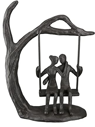 Brillibrum Design Ausdrucksstarke Skulptur aus Gusseisen kleine Liebespaar Figur Geschenk zur Hochzeit Love Couple Sculpture (Figur 14)