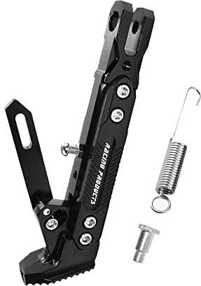 Motorrad CNC-Kickstand Einstellbarer Dreibeinhalter Universal Aluminium Motorroller Modifizierter Fußseitenständer Motorradzubehör (Schwarz)
