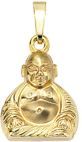 Anhänger Buddha aus 333 Gold Gelbgold Goldanhänger teilmattiert Schmuck Unisex