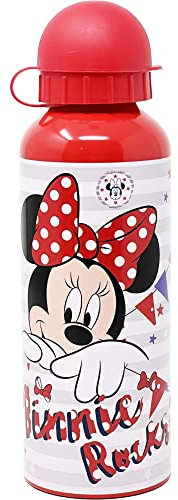 Borraccia in alluminio per bambini Minnie, Disney, BPA Free, bottiglia con ciuccio, beccuccio, capacità 500 ml