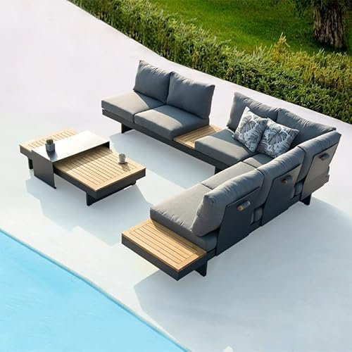 RNQZ 3-teiliges Gartenmöbel-Set, Couchtisch, Sofa, Terrasse, Garten-Beistelltisch, Stuhl-Kombination