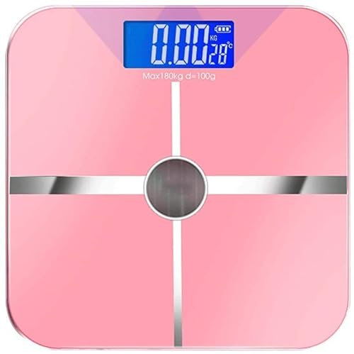 Electronic Weight Scales Precise 0.2kg/180kg Solar Energy Charging Scale Temperature Measurement LED LCD Display Night Vision Small Household Bathroom Scales (Color : Rose Gold)