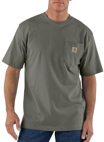 Carhartt Men's Loose Fit Heavyweight Short-Sleeve Pocket T-Shirt, Dusty Olive, Large