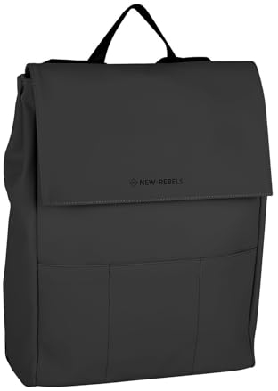 New Rebels Omar Lincoln Schwarz 17L Rucksack mit Klappe Wasserabweisend Laptop 15.6