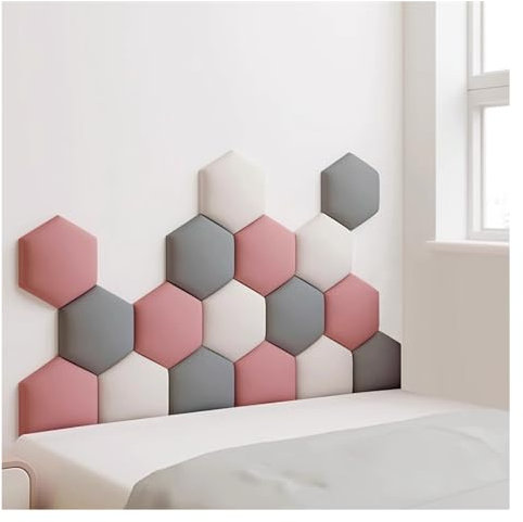 Wzmazingly Paquet De 17 Panneaux Muraux Rembourrés, Hexagone Auto-Adhésive Garderie Décor Coussin Mural, 3D Anti-Collision Fixé Au Mur Tête De Lit Tapissée (Color : D, Size : 120x70cm)