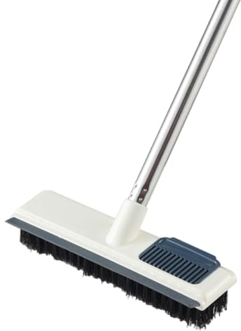 Boden-Scheuerbürste, Teleskopgriff, 2-in-1, Schaberbürste, steife Borsten, Duschschrubber für die Reinigung von Terrasse, Badezimmer, Garage, Küche, Wand, Deck, Wanne, Fliesen