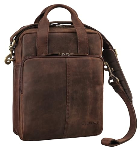 STILORD 'Dave' Sacoche Homme bandouliere Cuir Voyage Sacoche Ordinateur 13.3 Pouces MacBook Borsa per Tablet Sac Bandoulière Sac Messenger Cuir Véritable, Couleur:Zamora - Marron