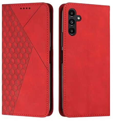 KOUYI Cover per Samsung Galaxy A55 5G, Custodia Portafoglio,Cover Libro,Pelle Flip/Folio Case con [Funzione di Supporto] [3-Scheda Slot] [Magnetica] Antiurto (Rosso)