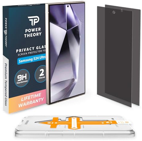 Power Theory Sichtschutz für Samsung Galaxy S24 Ultra, Ultra-Glas Schutzfolie mit 9H Bruchfestigkeit, Blasenfreie Anbringung & Schnelle Installation [2 Stück]