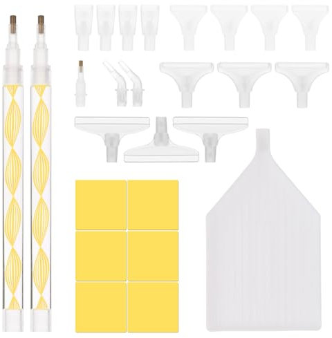 26pcs Diamond Point Drill Pen, Refillable Wax Pens Painting Tools for Quickly Pick up Beads Painting DIY (Yellow)